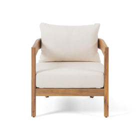 Alfy outdoor chair showing acacia wood frame for lasting durability