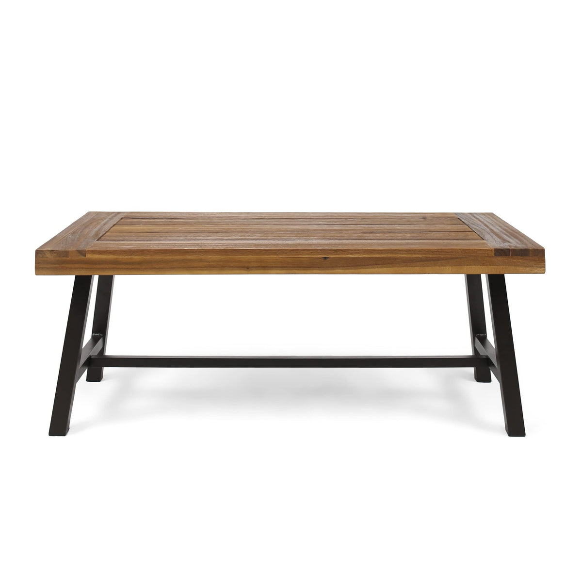 Christopher Knight Home Carlisle outdoor coffee table with slat panel design for a stylish durable patio centerpiece.