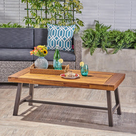 Christopher Knight Home Carlisle acacia wood tabletop showcases rich grain for premium outdoor look.