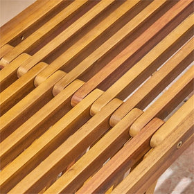 63 inch width on Esme bench supports multiple guests outdoors.