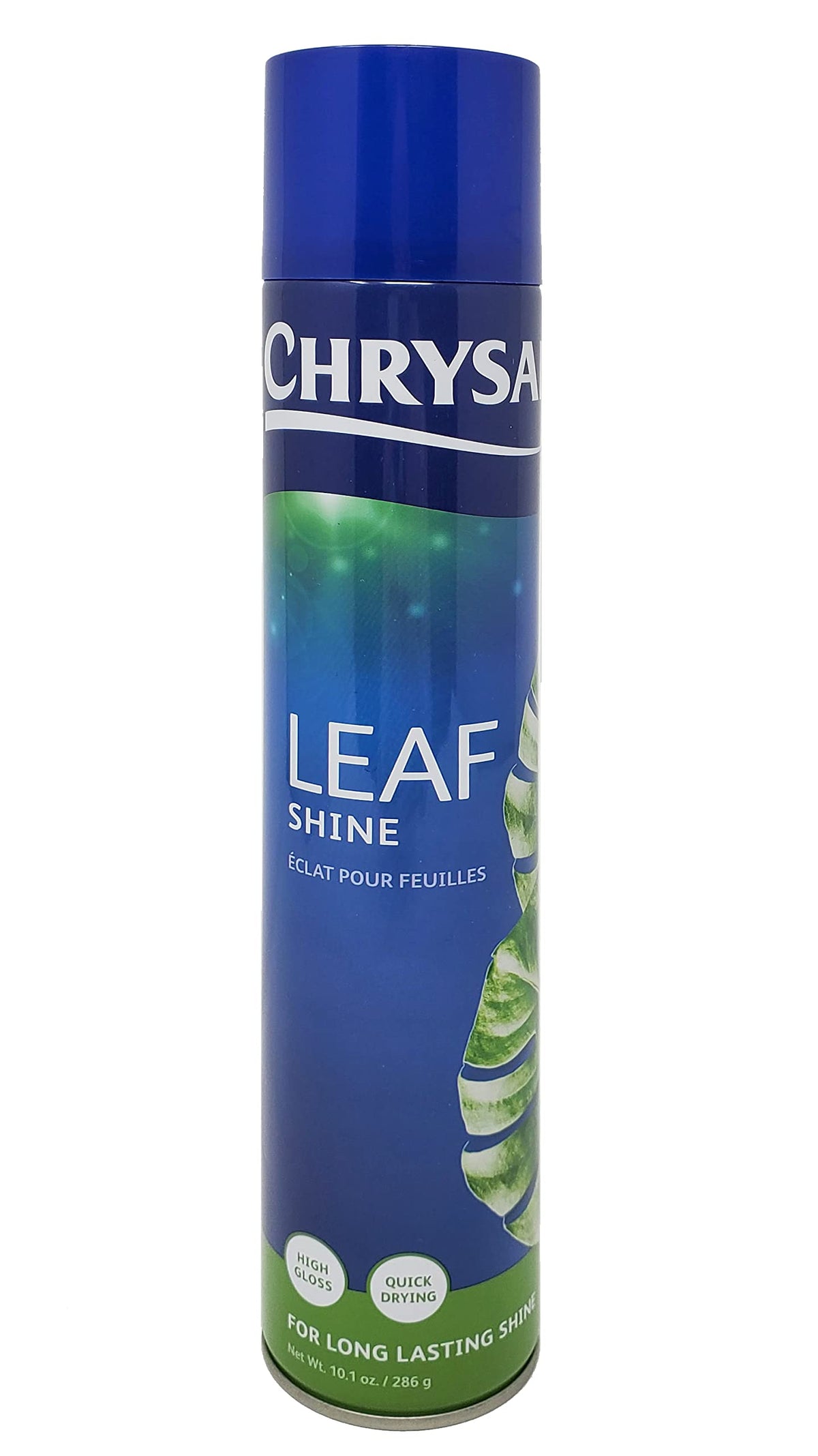 Chrysal Leafshine bottle applying gloss to plant leaves for lasting shine.