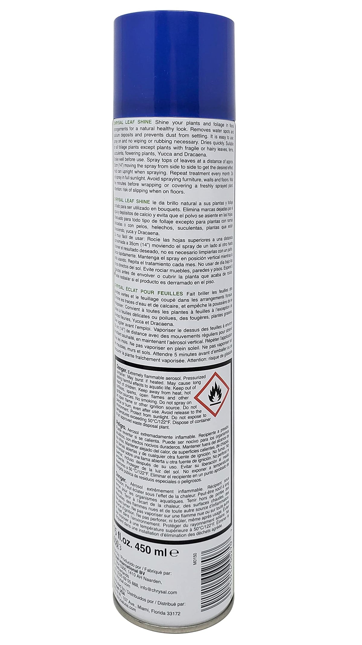 Chrysal Leafshine spray misting leaves to enhance beauty and hydration.