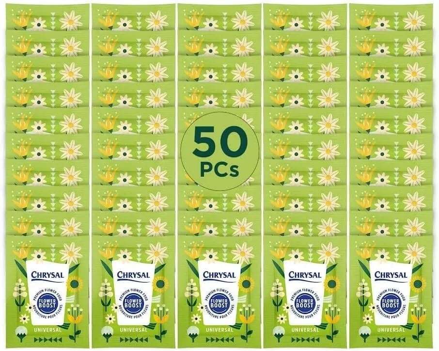 Chrysal universal flower food sachet for fresh-cut bouquets extends vase life and preserves color