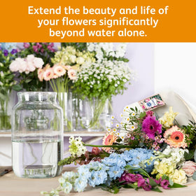 Chrysal vase life extension visual suggests blooms stay fresh for seven days