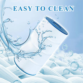 Chryseos pool filter easy installation graphic emphasizing quick replacement