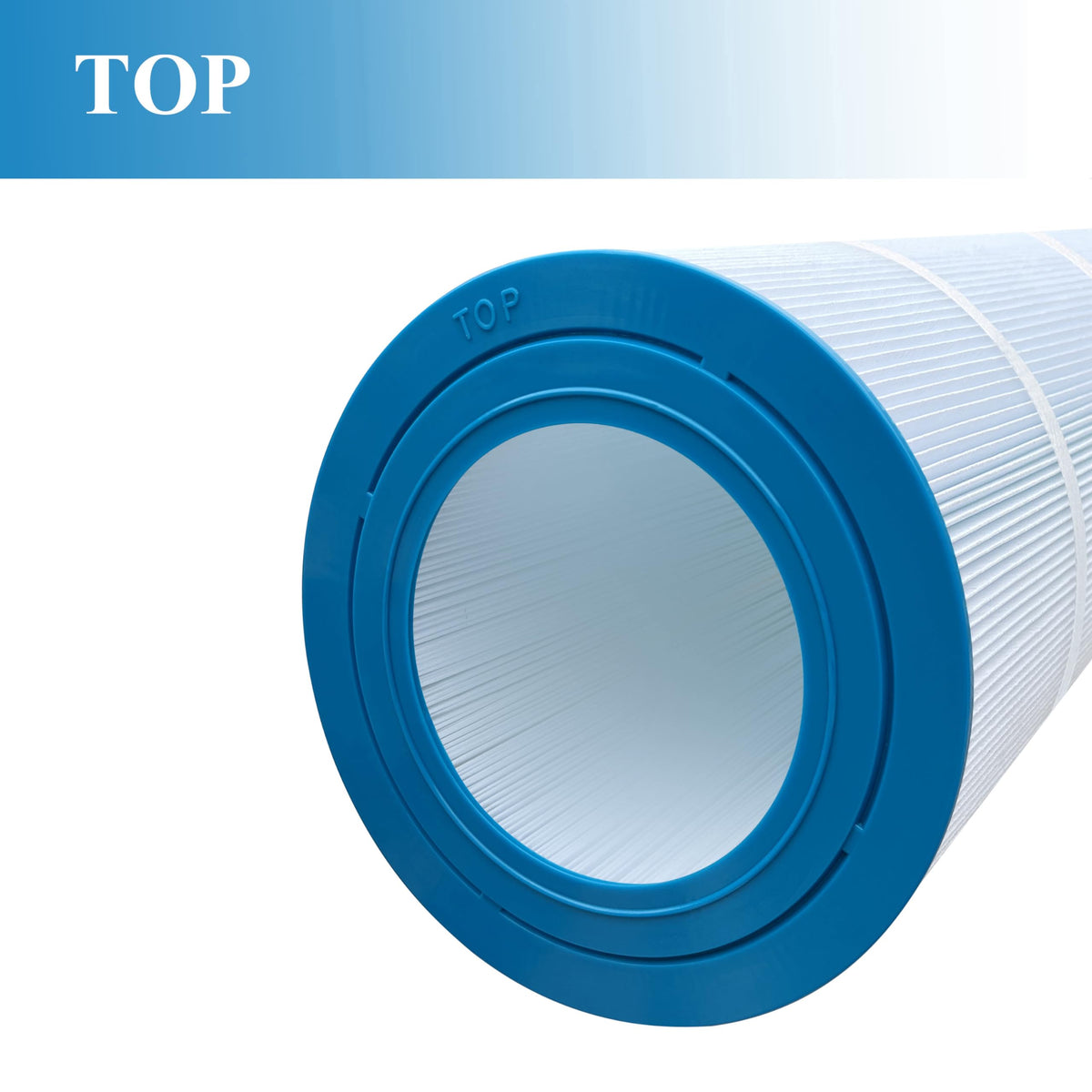 Chryseos pool filter offers 150 sq ft filtration area for clear water.