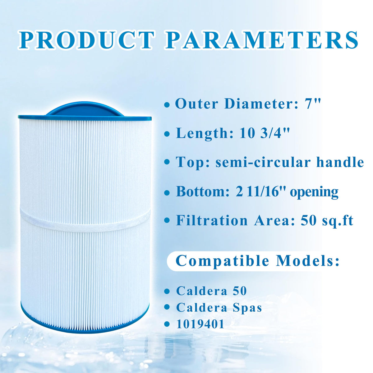 Chryseos spa filter PCD50N visual: reliable filtration for steady spa enjoyment.