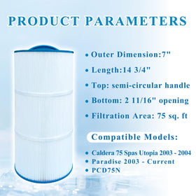 Chryseos spa filter PCD75N compatibility for quick replacement.