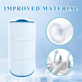 Chryseos spa filter semi-circular top handle aids removal.