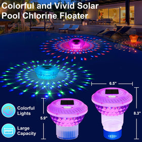 Chsuiwe chlorine floater with colorful light show for vibrant pool ambience