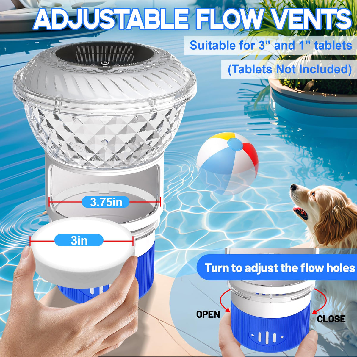 Chsuiwe chlorine dispenser uses solar charging for eco-friendly pool care.