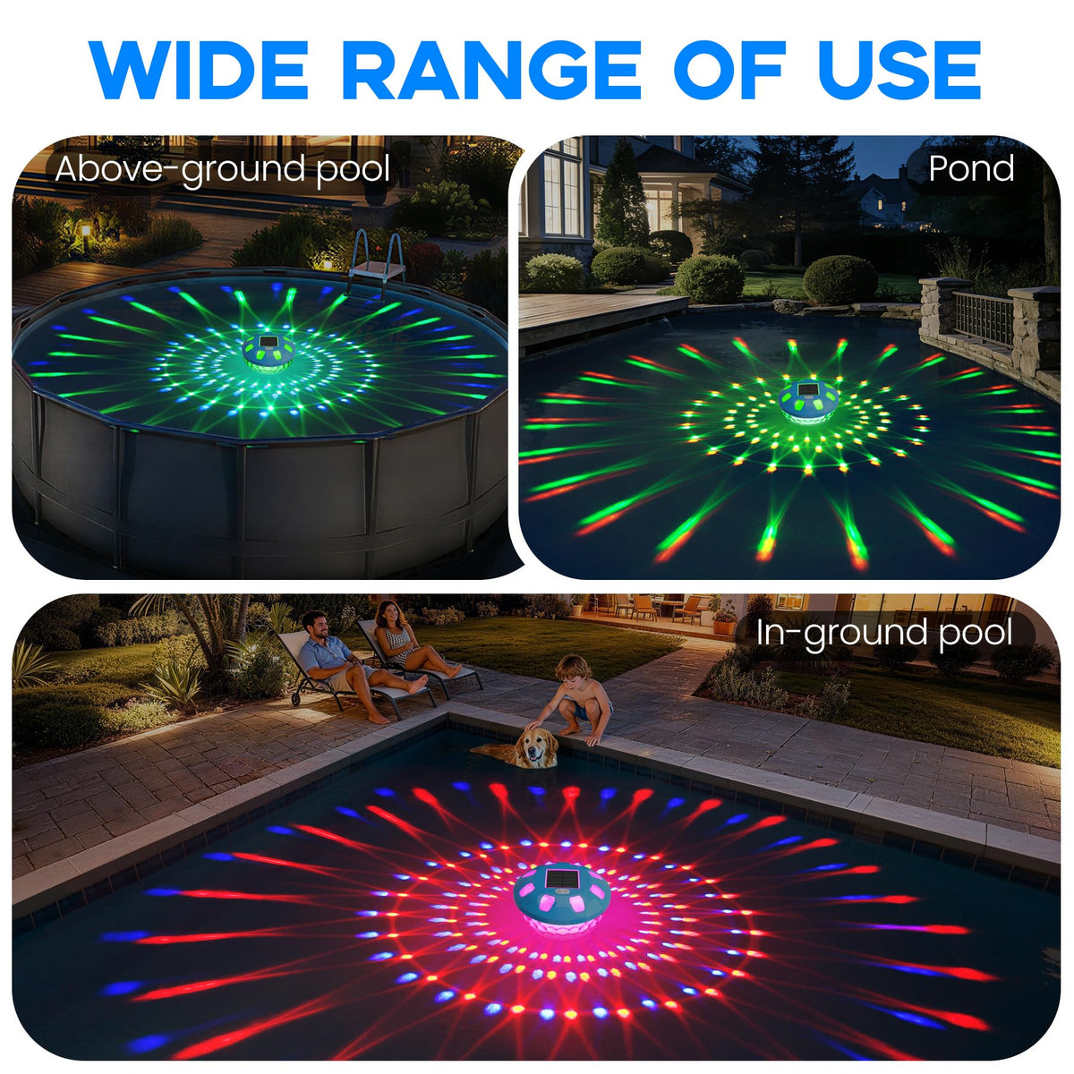 Chsuiwe light show pool floater enhances nighttime pool ambiance