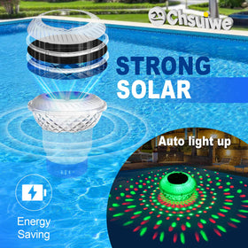 Chsuiwe color-changing floater displays vibrant hues across the water surface for mood lighting.