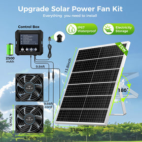 Chtoocy solar-powered greenhouse fan keeps greenhouse air fresh and circulated.