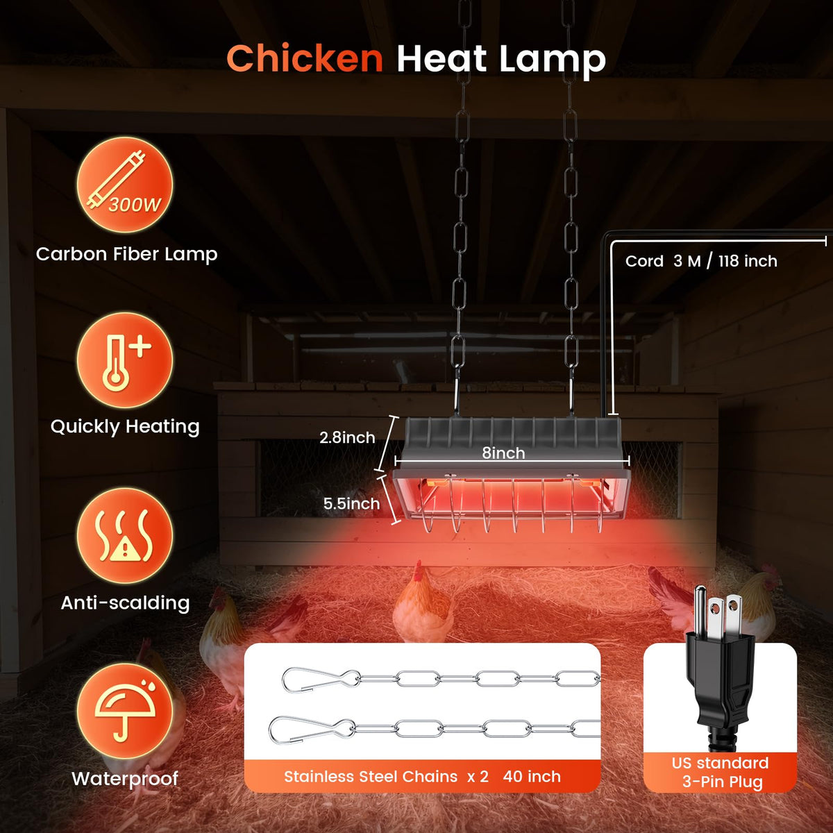 Chtoocy stainless steel mesh cover adds durable protection for flock and heater.