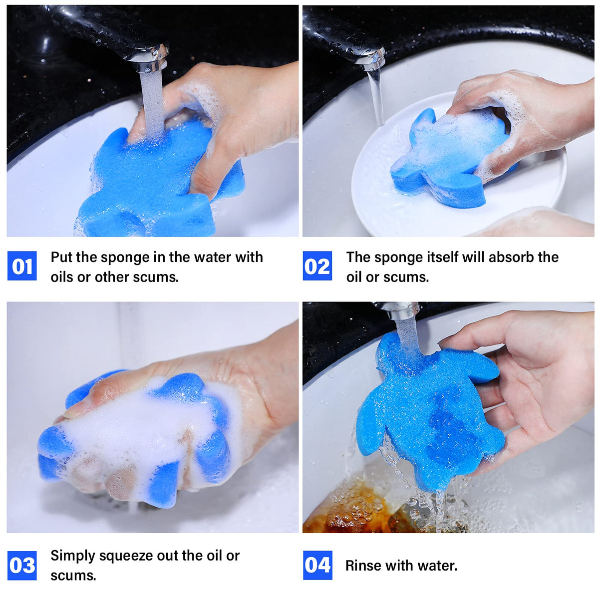 Chuangdi turtle-shaped sponge for pool cleaning and oil absorption