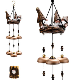 ChuangJie gnome wind chimes with outdoor six brass bells creating serene garden ambience.