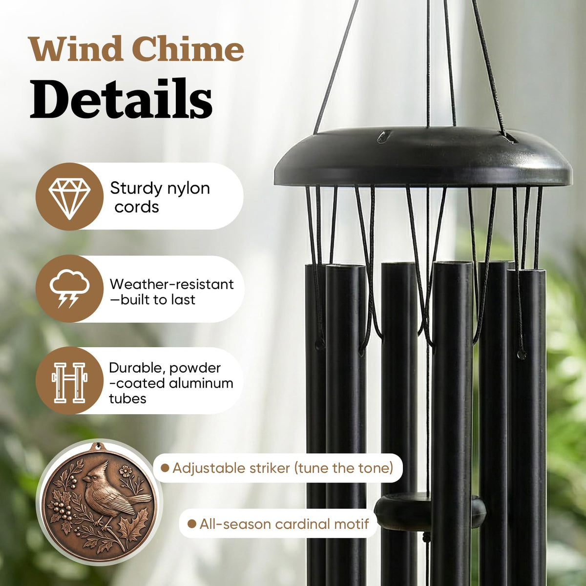 Chufa sturdy top hook makes hanging easy from trees or porches.