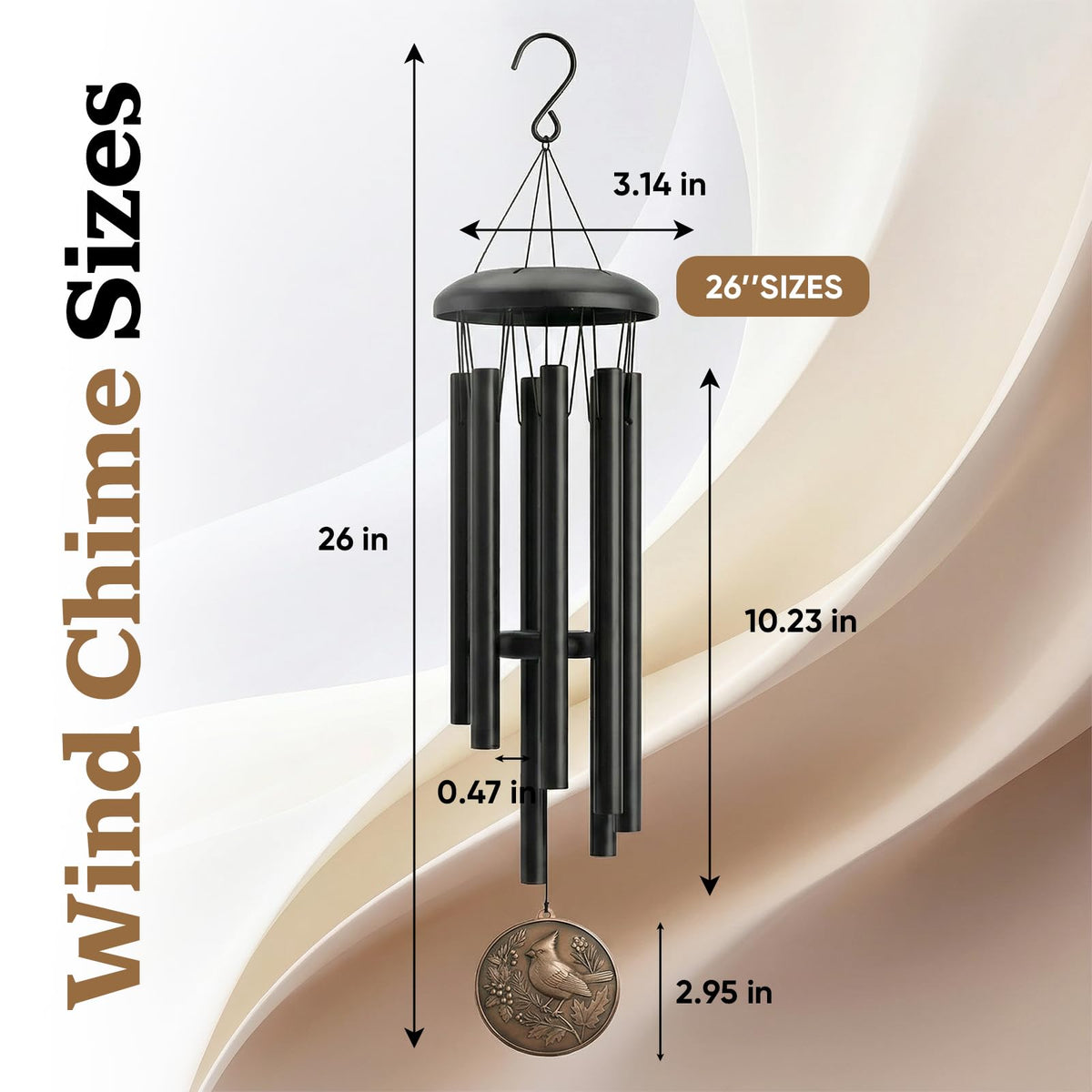 Chufa weather-resistant finish keeps the chime looking great in sun and rain.