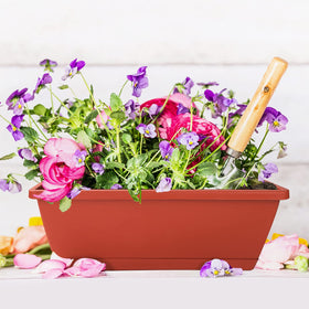 CHUKEMAOYI window box planter side view, durable red rectangle for outdoor spaces.