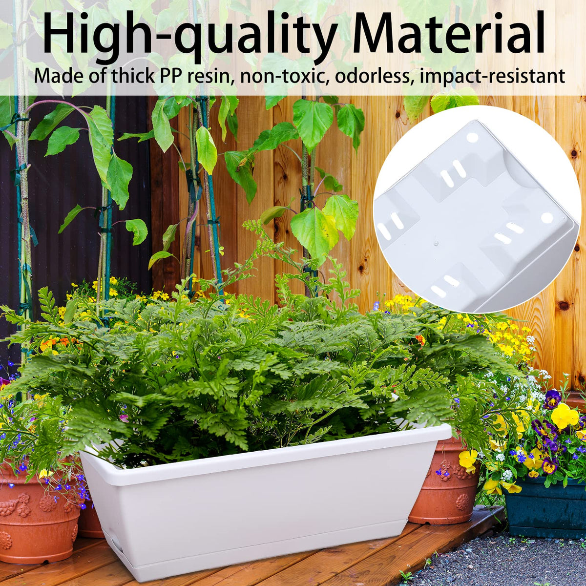 CHUKEMAOYI window box planter with drainage tray helps manage moisture neatly.