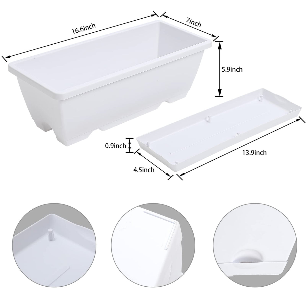 CHUKEMAOYI window box planter side view, fits balcony and patio spaces.
