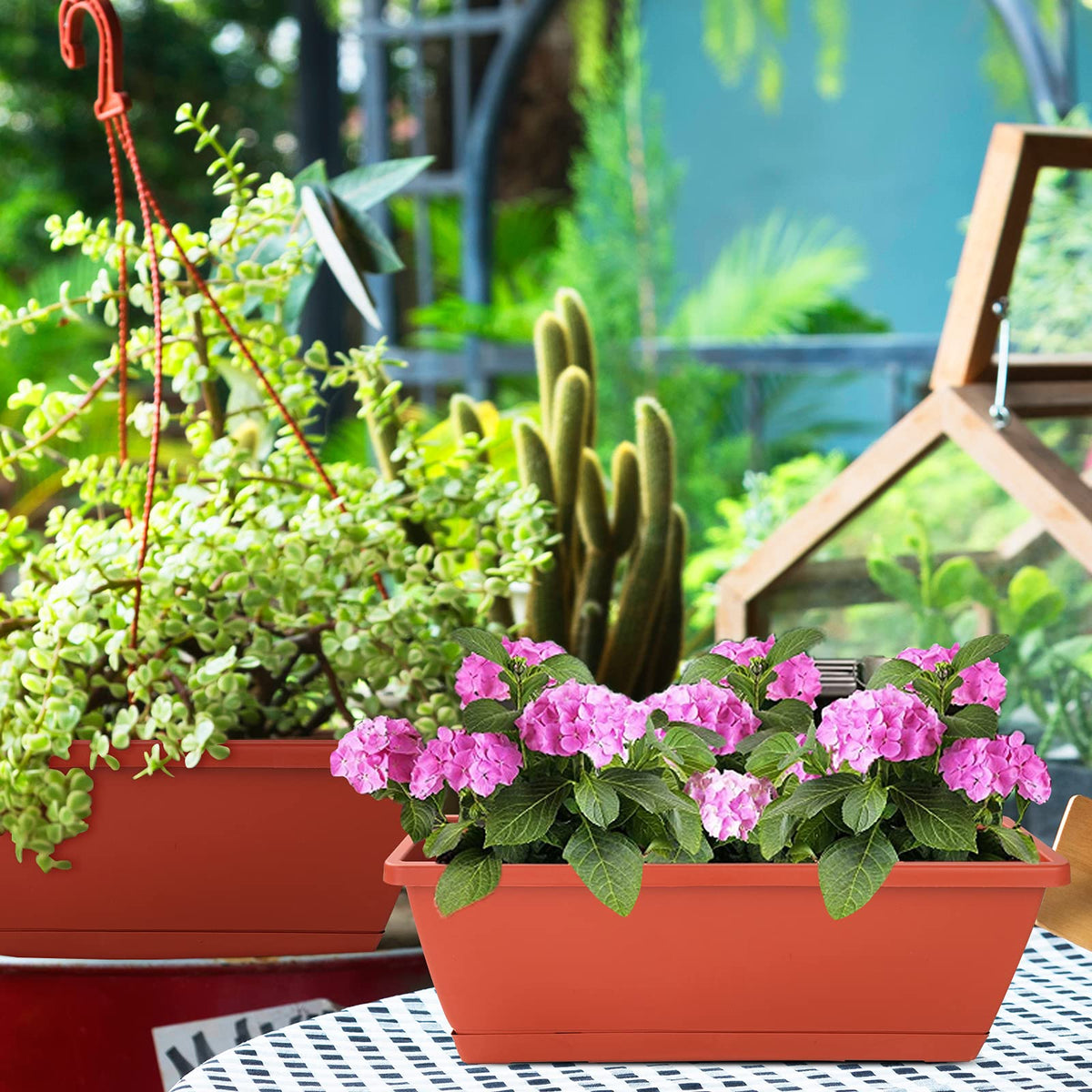 CHUKEMAOYI multipurpose rectangular planter suitable for herbs, flowers, or small vegetables.