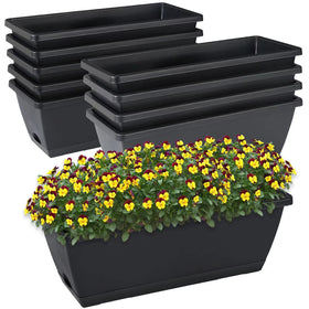 CHUKEMAOYI window box planter, 17-inch rectangle, ideal for windowsill herbs and flowers.