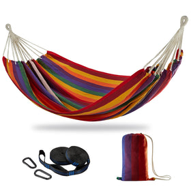 CHULIM Brazilian Double Hammock ready for quick outdoor setup with tree straps.