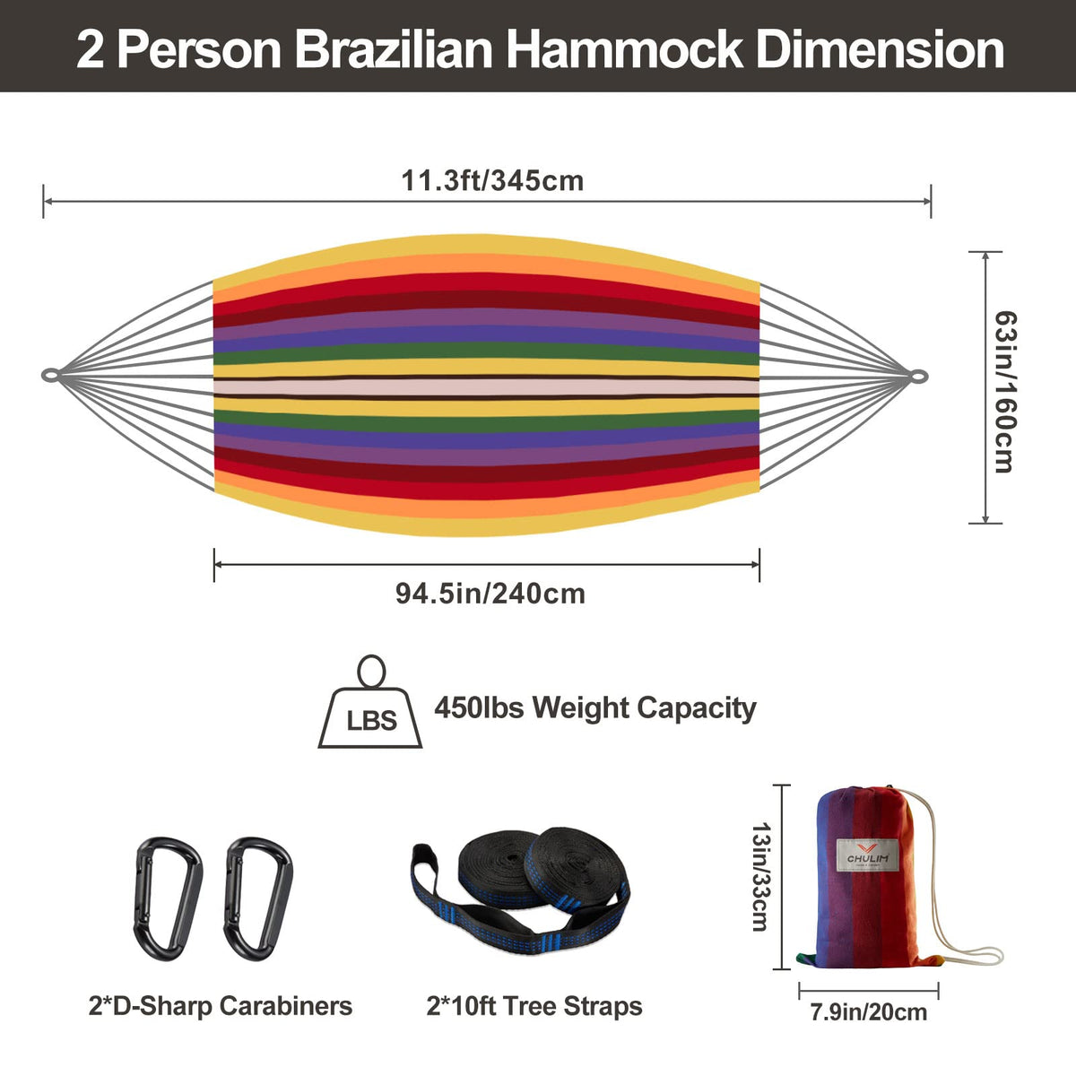Durable CHULIM hammock supports up to 450 pounds.