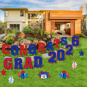 Chunful outdoor graduation lawn decor enhances courtyard display.