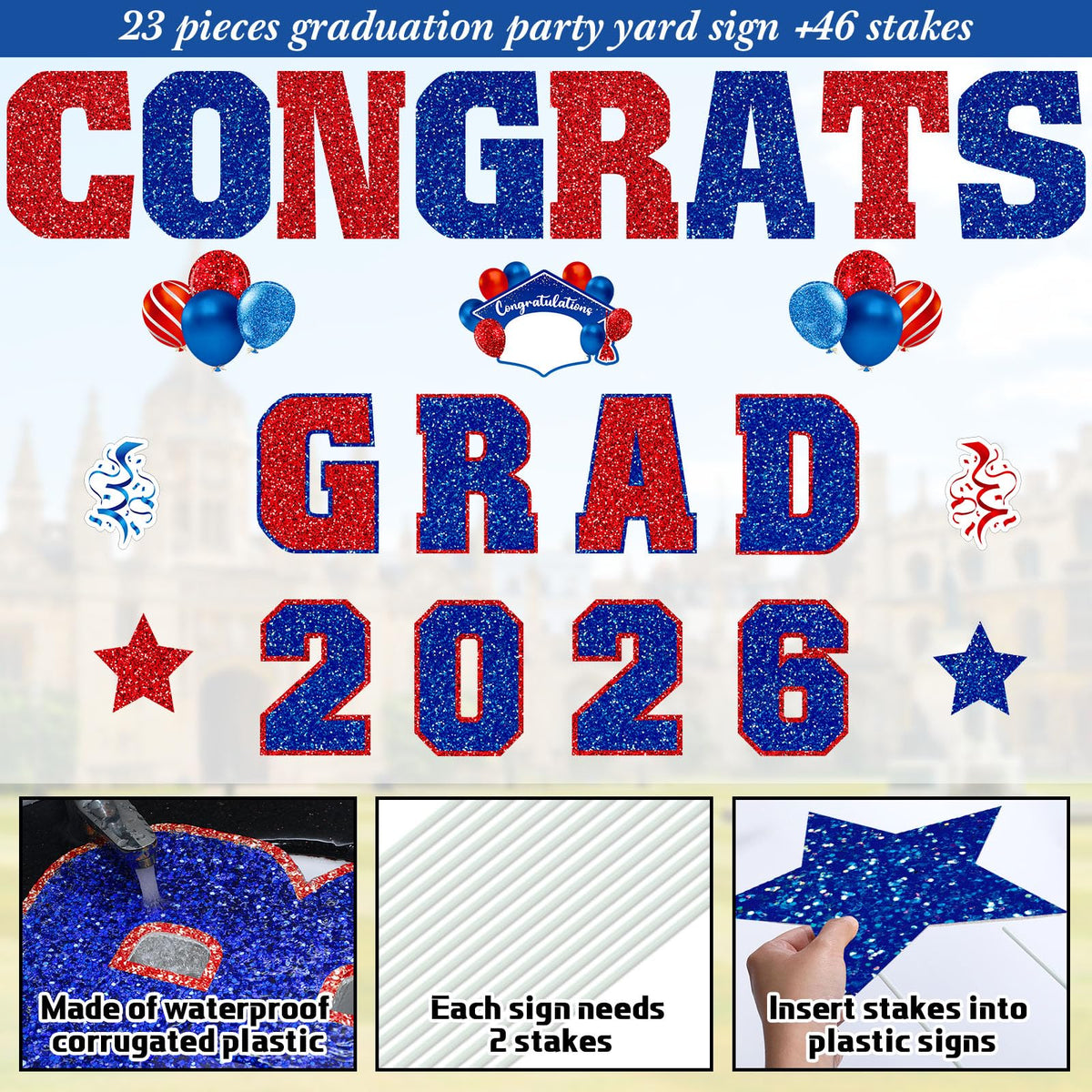 Chunful stakes for yard signs enable easy installation and stability.