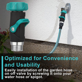Chunful swivel coupling nut enables tool-free, quick setup.