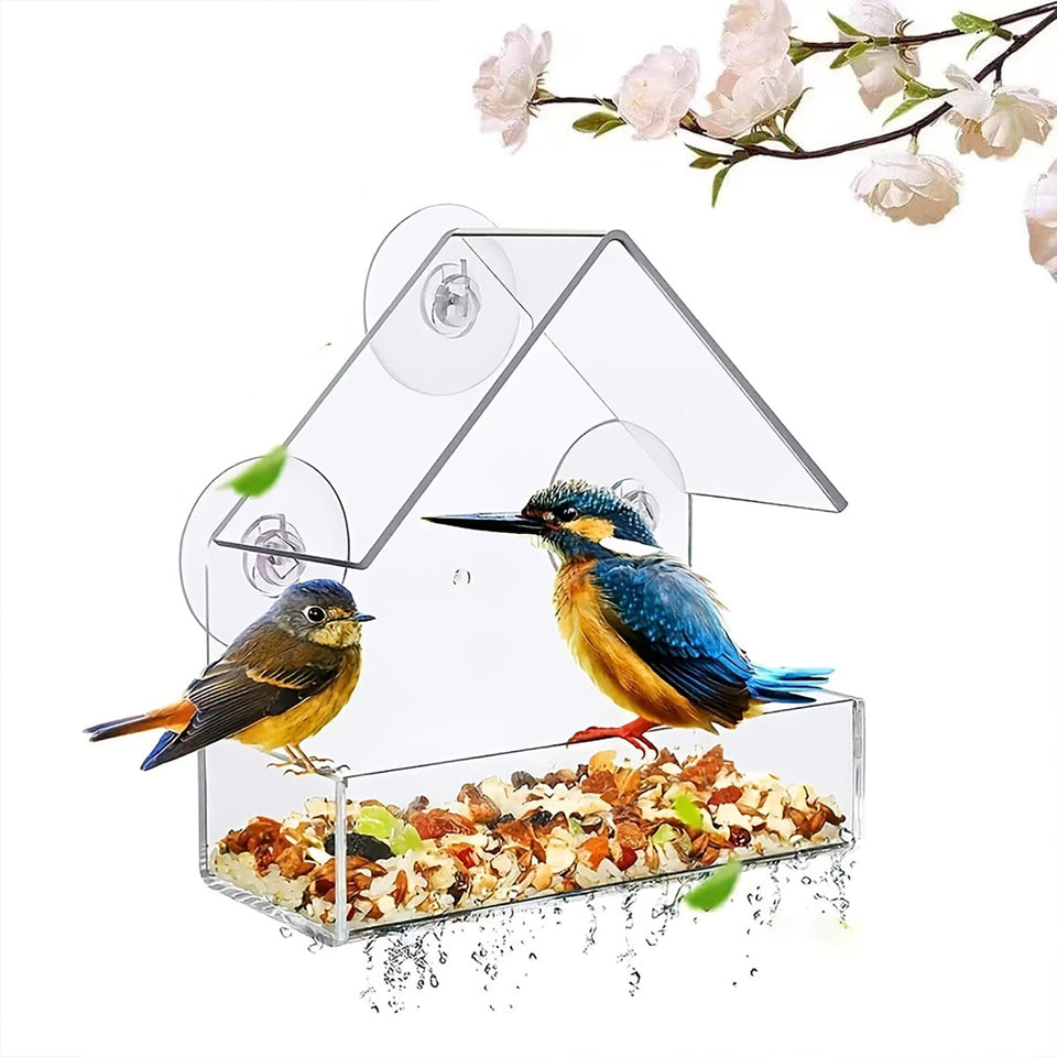 Chunhai Clear Window Feeder front view highlights crystal acrylic for easy bird watching.