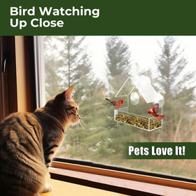 Chunhai Clear Window Feeder suction cups close-up demonstrates secure mounting.