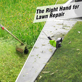 Chway 080 DWO1DT802 in-yard trimming shows efficient weed cutting and edge work