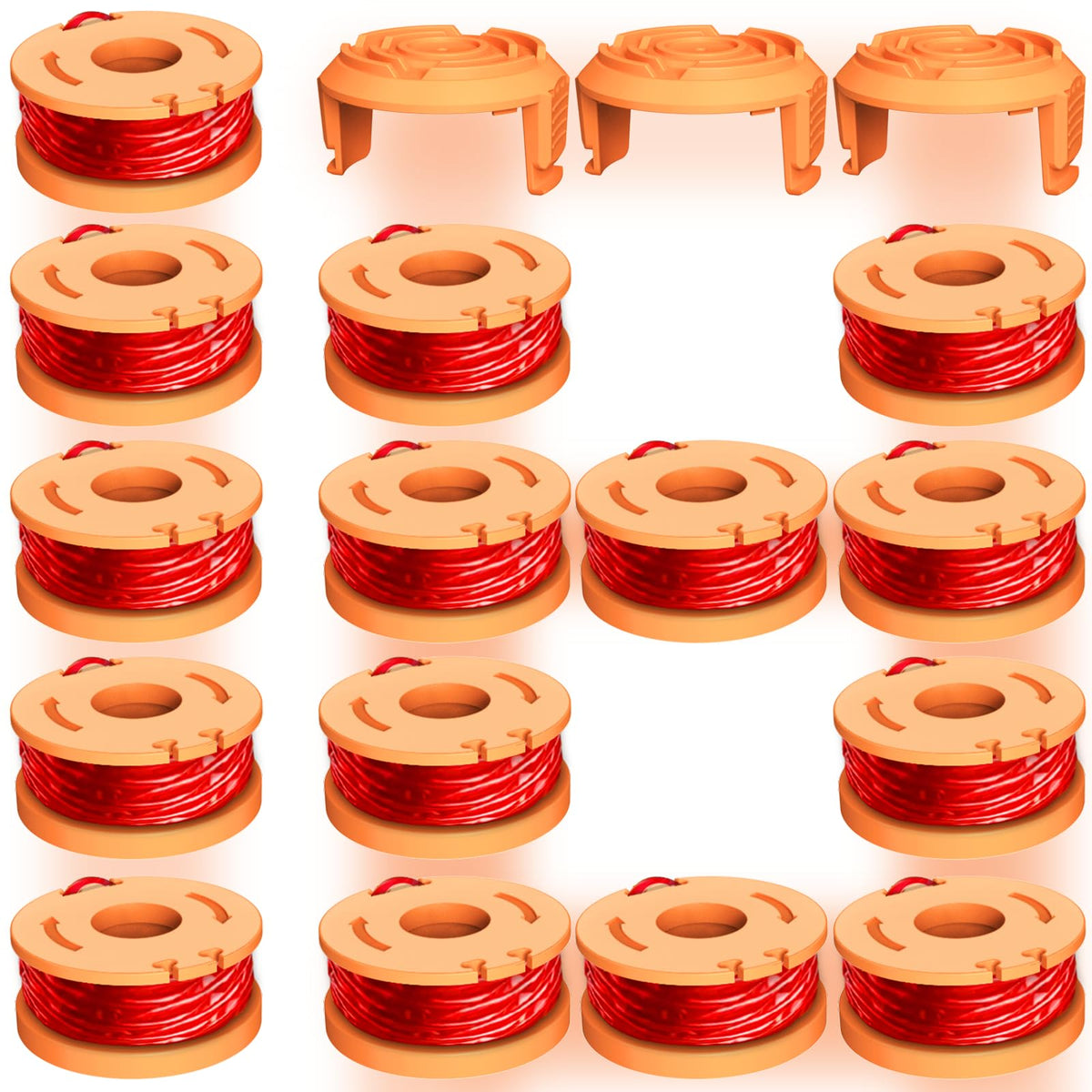 Chway 18-pcs spools for Worx compatibility, ready for quick line replacement.