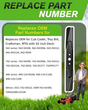 Chway 942-04308 blade side profile highlighting robust construction for tough mowing