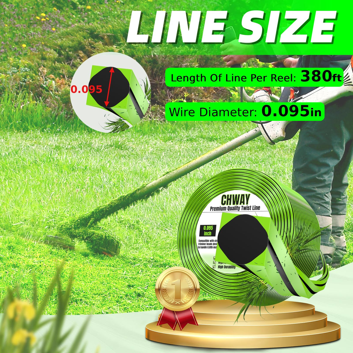 Chway line penetrates dense vegetation for efficient yard cleanup.
