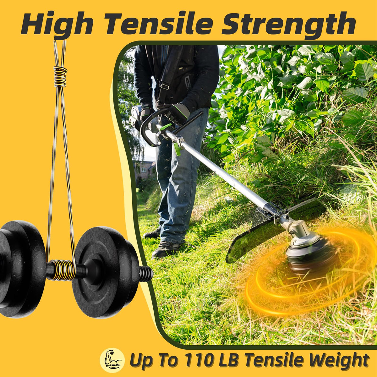 110 lb tensile strength supports fast, robust trimming.