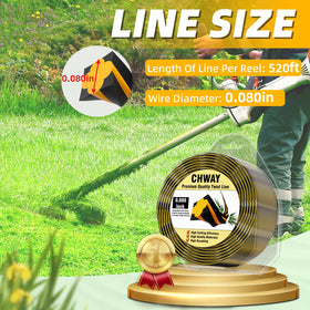 Long-lasting trimmer line reduces downtime during yard work.