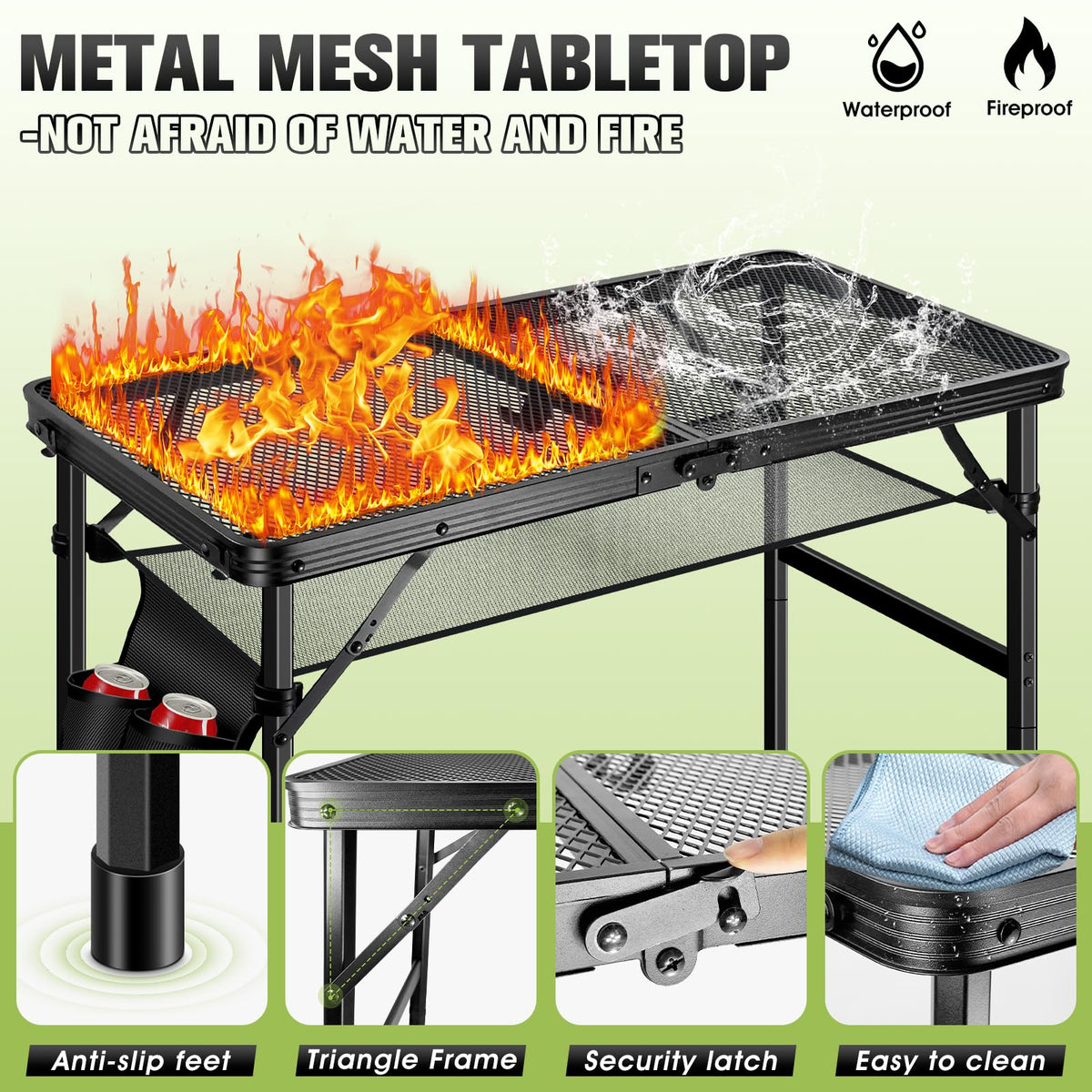 Ciavca folding table offers adjustable height for seated or standing tasks