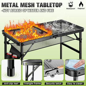 Ciavca folding table offers adjustable height for seated or standing tasks