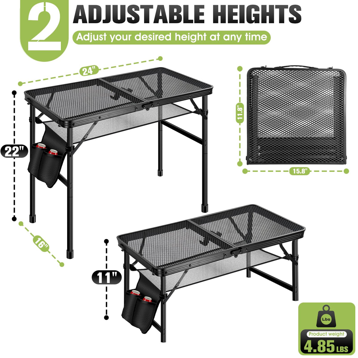 Ciavca table features non-slip feet for stable outdoor use