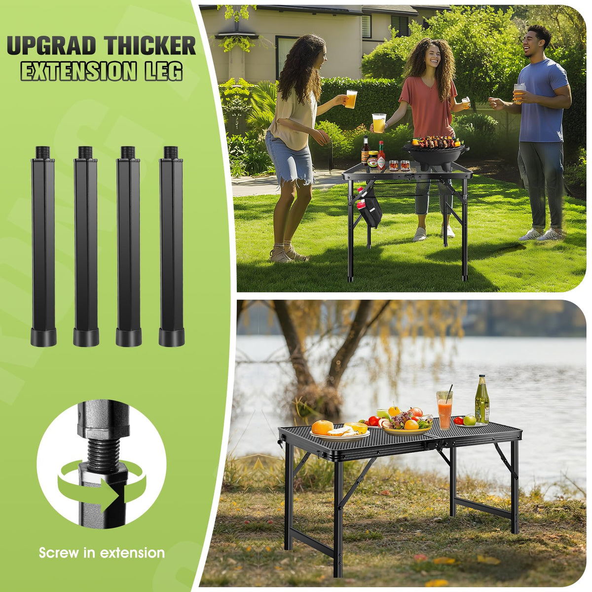 Ciavca portable folding grill table folds compactly for easy storage