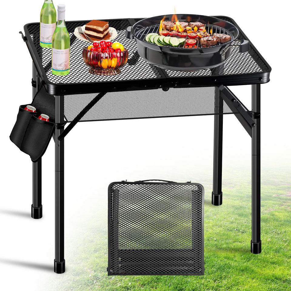 Ciavca upgraded folding grill table with aluminum frame for durable outdoor prep