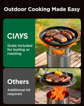 Ciays durable 304 stainless steel fire pit for long-lasting outdoor use.