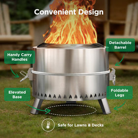 Ciays smokeless-firepit foldable-legs enable quick setup and compact storage.
