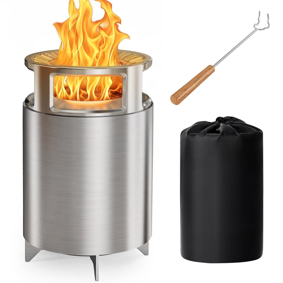Ciays smokeless firepit with stand providing outdoor warmth and cozy ambiance.