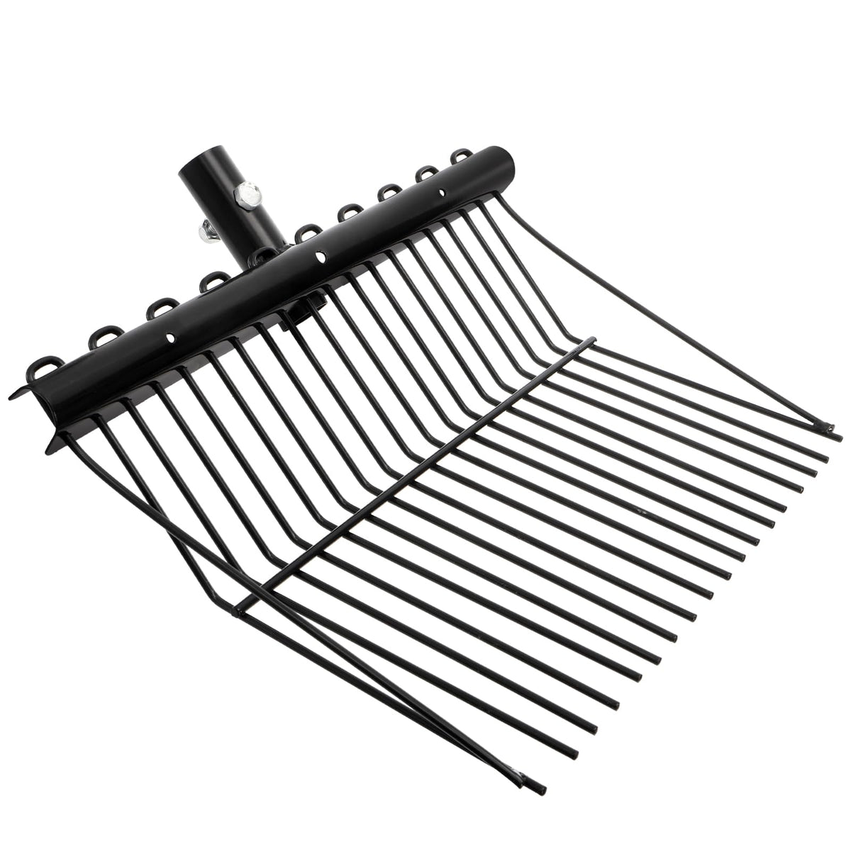Cididu pitch fork head with angled tines to reduce spillage during use